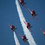 Red Arrows taken during the Weymouth Carnival from the Nothe Pier where they fly directly overhead.