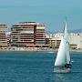 Views from the Torrevieja harbour wall in Spain
